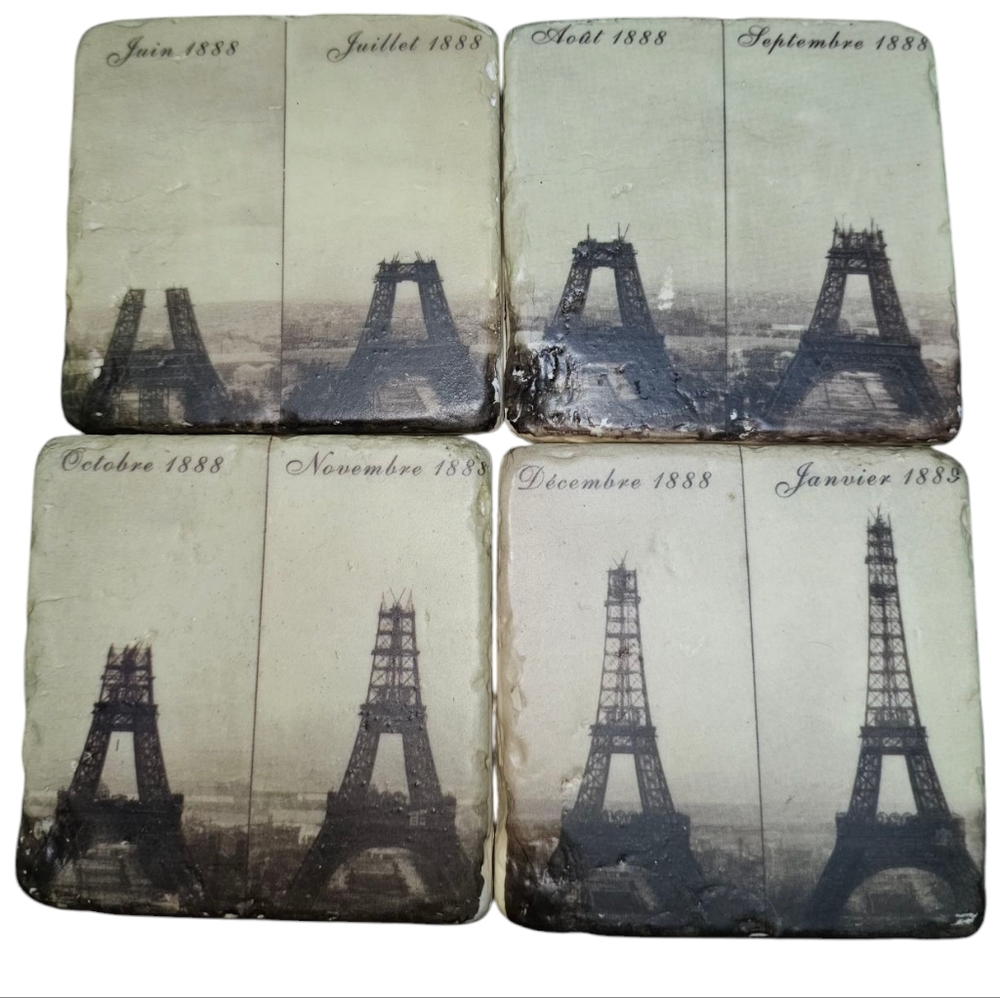 Vintage Eiffel Tower Coasters Set, NIB